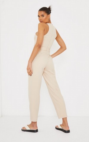 Salopeta Pretty Little Thing Stone Racer Back Pocket Detail Gri | ECMK24038