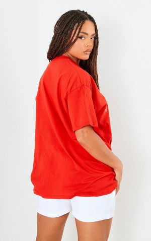 Tricouri Pretty Little Thing Atlanta State Print Oversized Rosii | TGDY62318