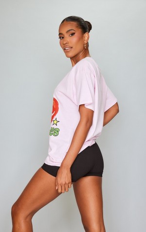 Tricouri Pretty Little Thing Baby Los Angeles Cherry Print Oversized Roz | YXJT87639