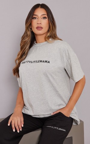 Tricouri Pretty Little Thing PRETTYLITTLEMAMA Maternity Oversized Gri | PWMA31579