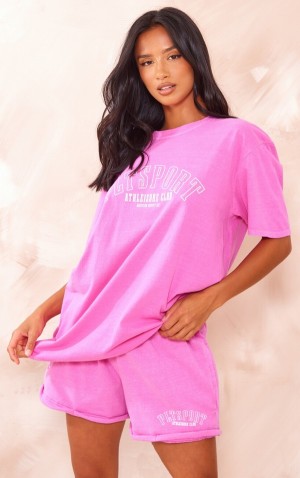 Tricouri Pretty Little Thing Petite Bright Oversized Roz Deschis | AUJD06312