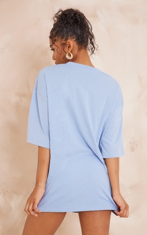 Tricouri Pretty Little Thing Puff Print Albastri | LHXU87056