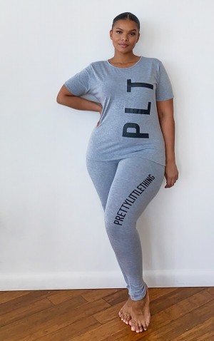Îmbrăcăminte De Dormit Pretty Little Thing Plus PJ Gri | UFTK98710
