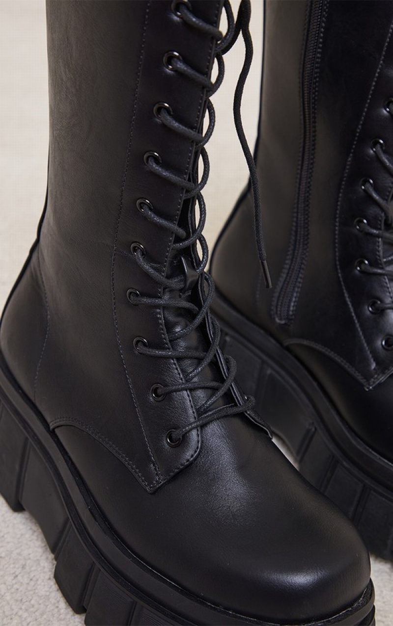 Balerini Pretty Little Thing Extremeform Sole Calf High Biciclist Negrii | XUEA17895