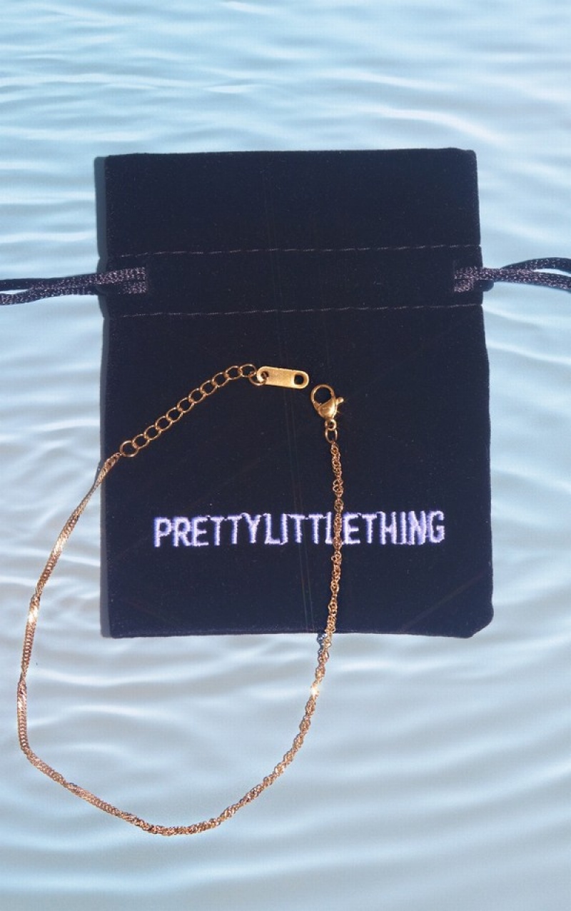 Bijuterii Pretty Little Thing Apa Resistant Twisted Anklet Aurii | SKQO41963