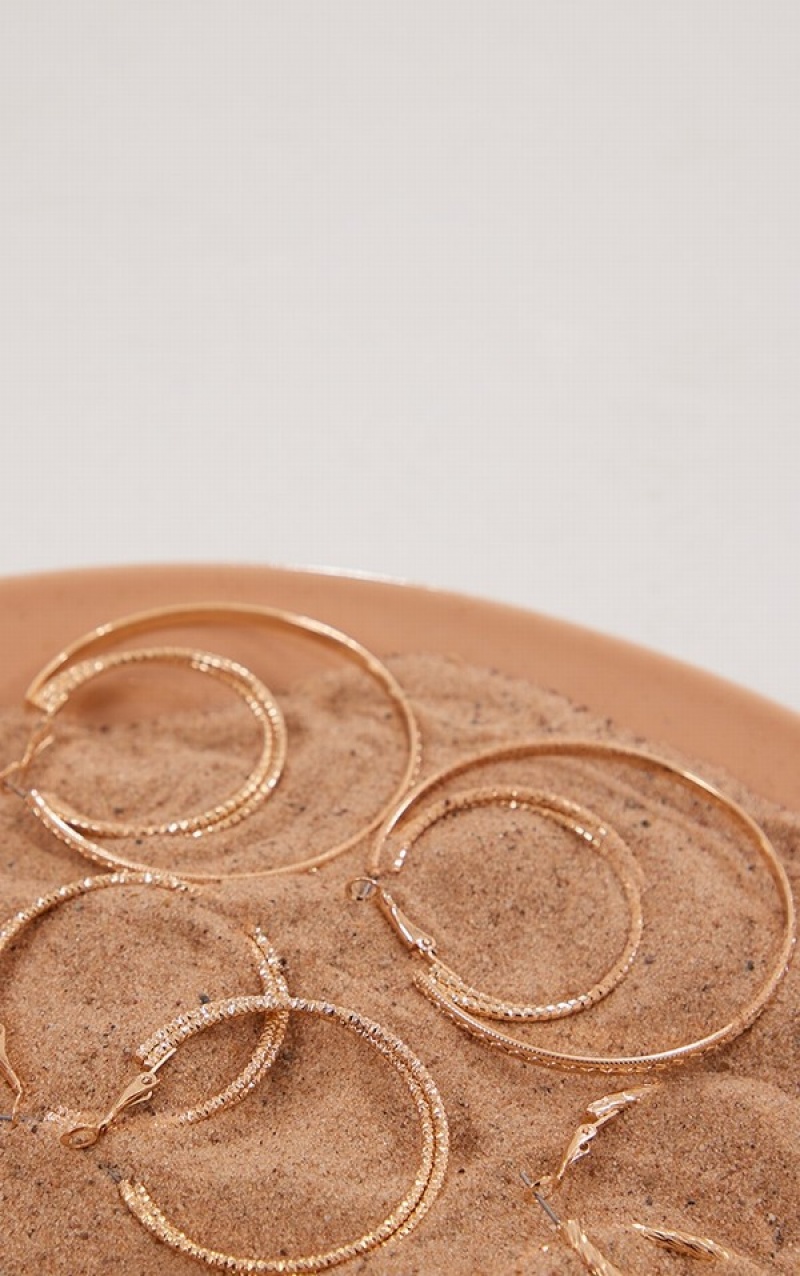 Bijuterii Pretty Little Thing HammeTextuTwist 3 Pack Hoop Aurii | QSWT73265