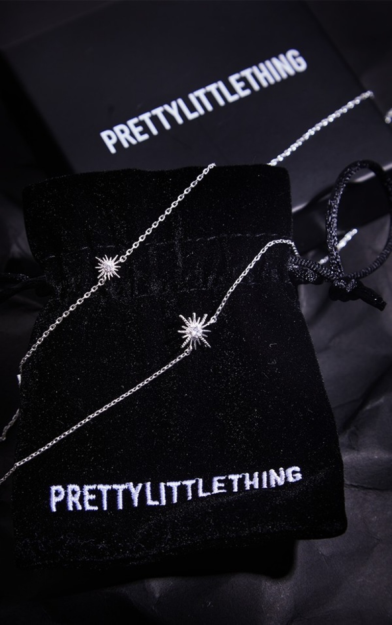 Bijuterii Pretty Little Thing Real Plated Star Diamante Argintii | OTEL34087