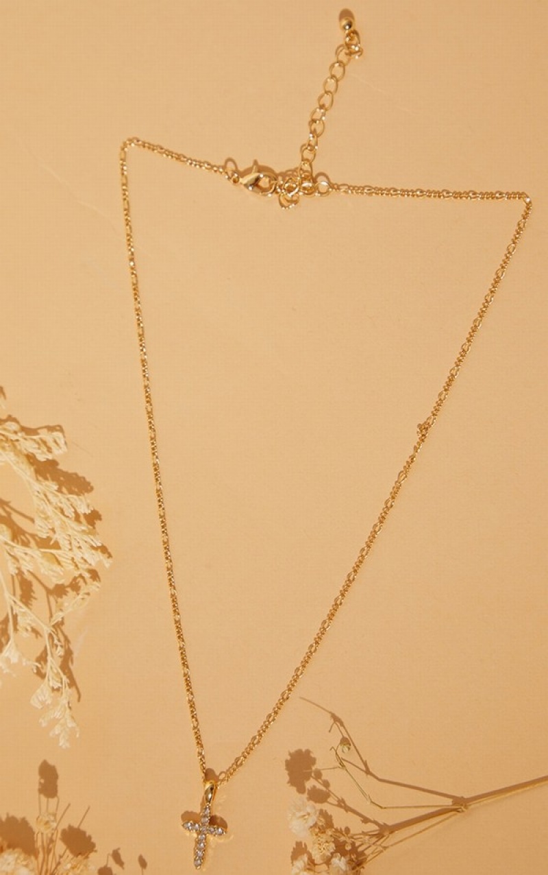 Bijuterii Pretty Little Thing Real Plated Diamante Cross Aurii | YWVE02634