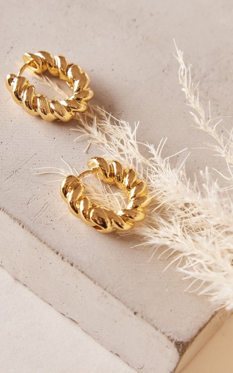 Bijuterii Pretty Little Thing Real Plated Twisted Hoop Aurii | UNFH27893