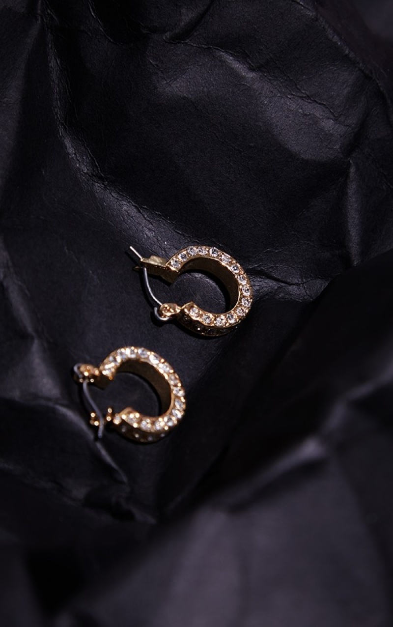 Bijuterii Pretty Little Thing Real Plated Diamante Hoop Aurii | KANS71069