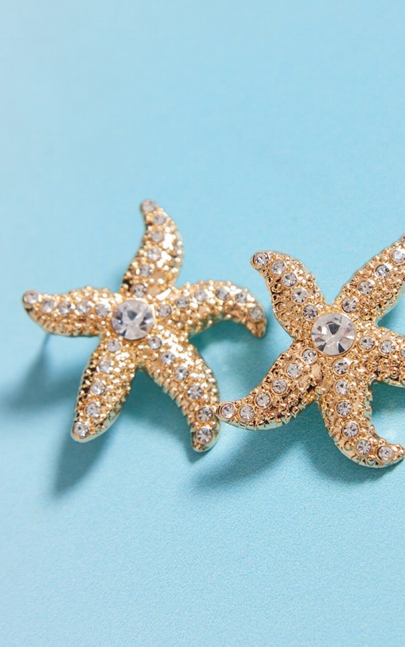 Bijuterii Pretty Little Thing Starfish Statement Stud Aurii | OXUK93760