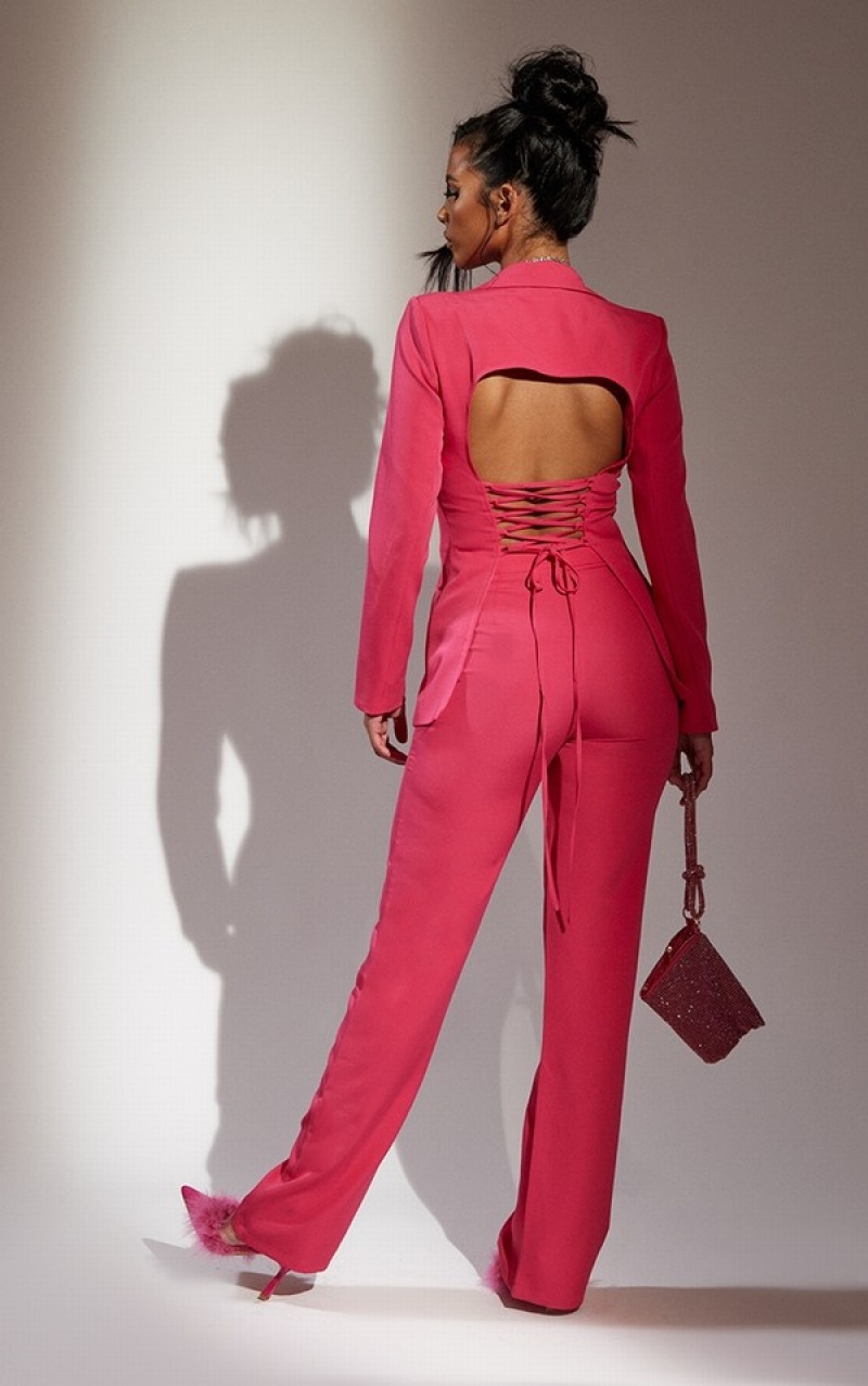 Blazere Pretty Little Thing Bubblegum Fitted Dantela Up Back Roz | PUID95078