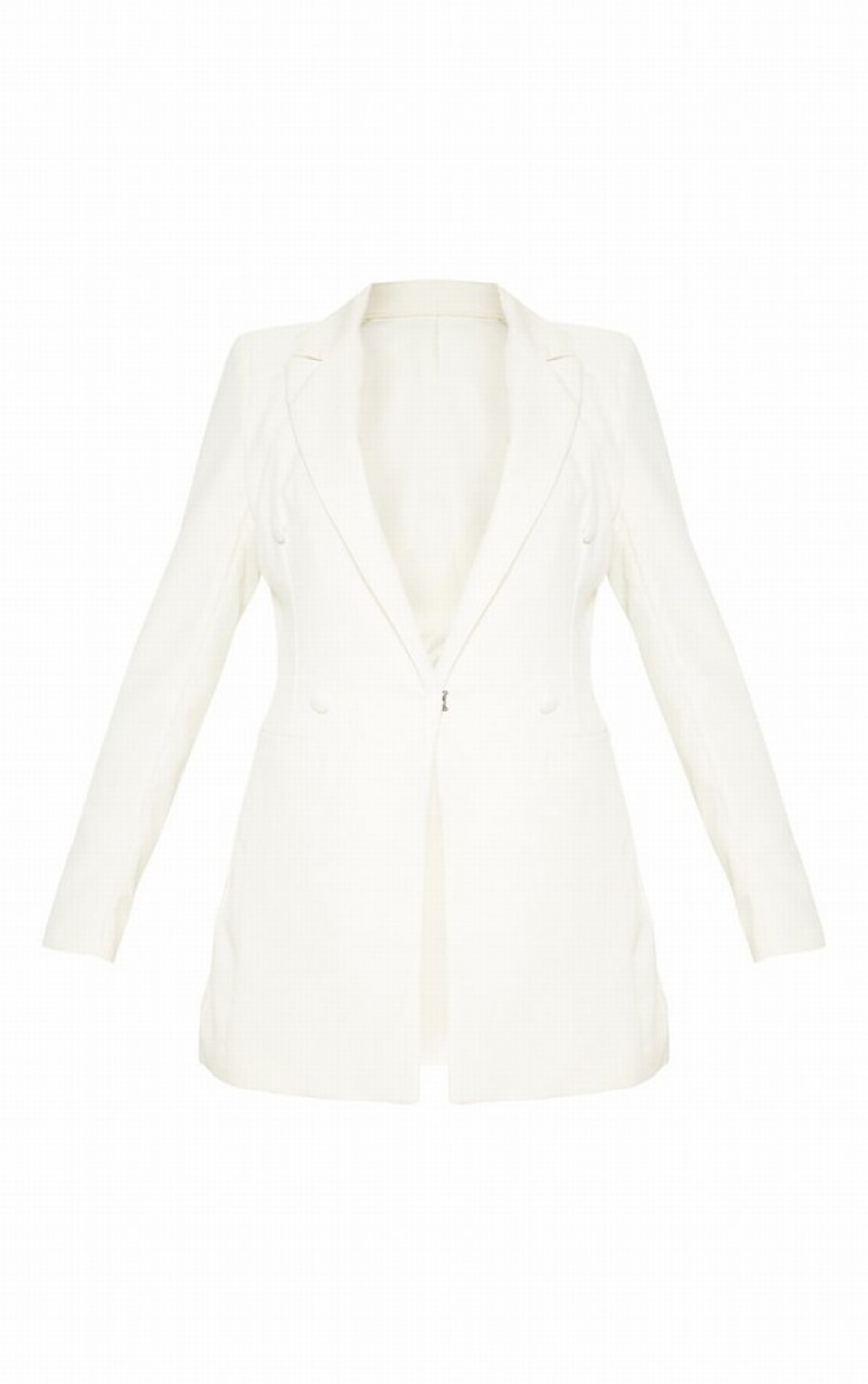 Blazere Pretty Little Thing Double Breasted Woven Albi | HLKS81579