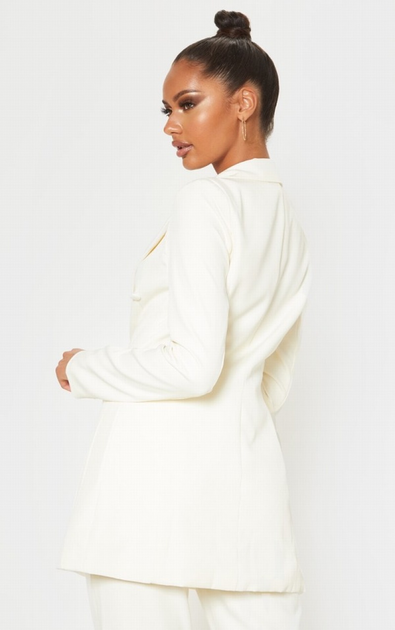 Blazere Pretty Little Thing Double Breasted Woven Albi | HLKS81579