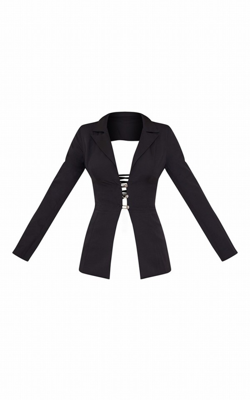 Blazere Pretty Little Thing Fitted Dantela Up Back Negrii | ERSO53241