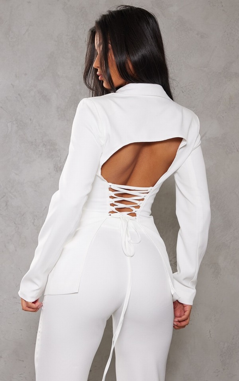 Blazere Pretty Little Thing Fitted Dantela Up Back Albi | ETDL13849