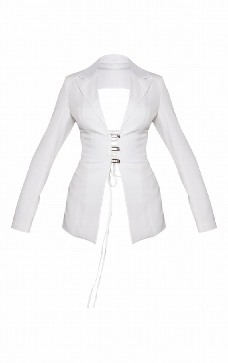 Blazere Pretty Little Thing Fitted Dantela Up Back Albi | ETDL13849