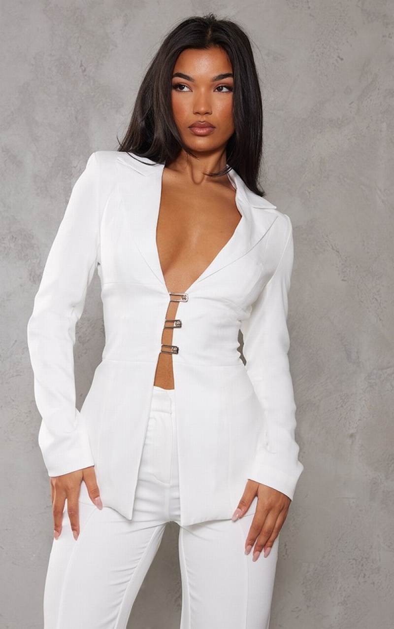 Blazere Pretty Little Thing Fitted Dantela Up Back Albi | ETDL13849