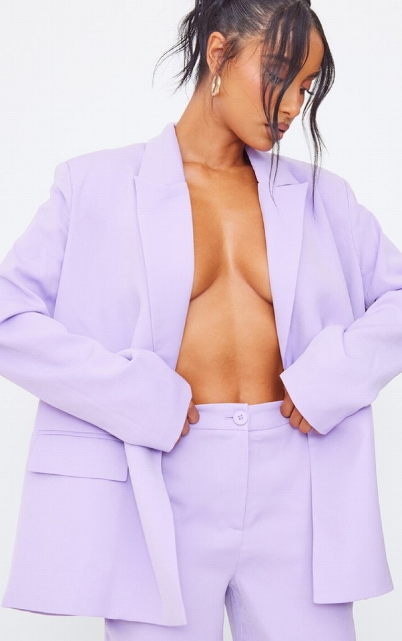 Blazere Pretty Little Thing Lilac Woven Extreme Shoulder Pad Pocket Violet | AEXF14389