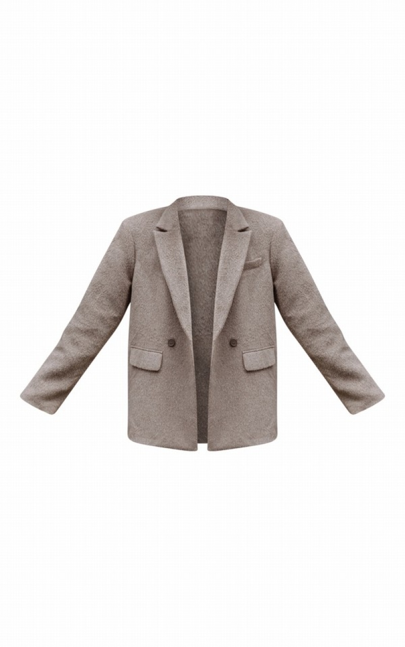 Blazere Pretty Little Thing Mink TextuWool Look Oversized Gri | BJUT01853