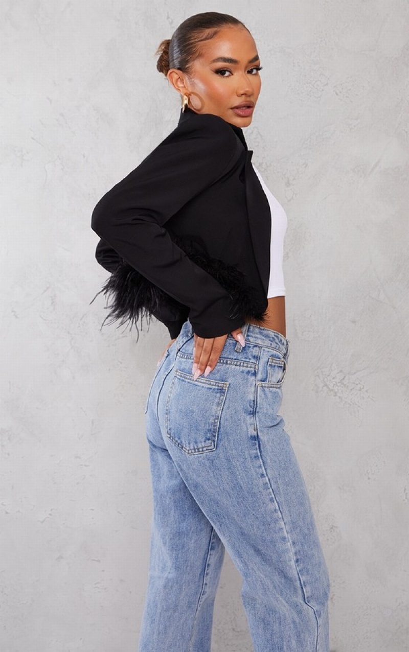 Blazere Pretty Little Thing Petite Feather Edge Cropped Negrii | DXFA48192
