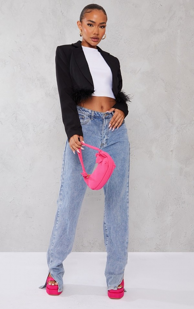 Blazere Pretty Little Thing Petite Feather Edge Cropped Negrii | DXFA48192