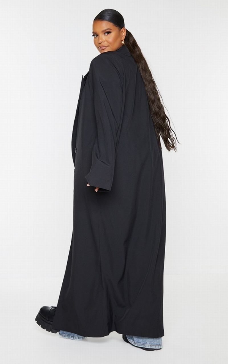 Blazere Pretty Little Thing Plus Button Detail Maxi Negrii | PODX71263