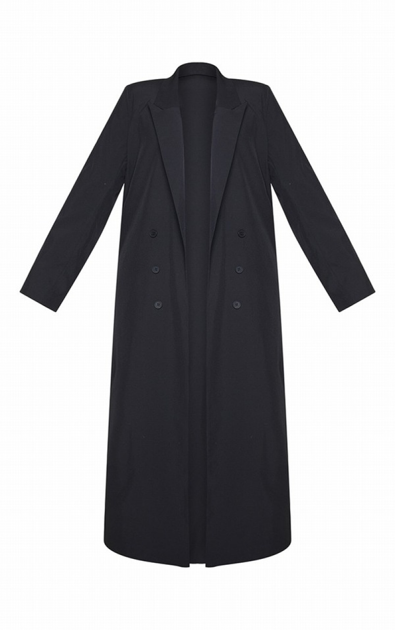 Blazere Pretty Little Thing Plus Button Detail Maxi Negrii | PODX71263
