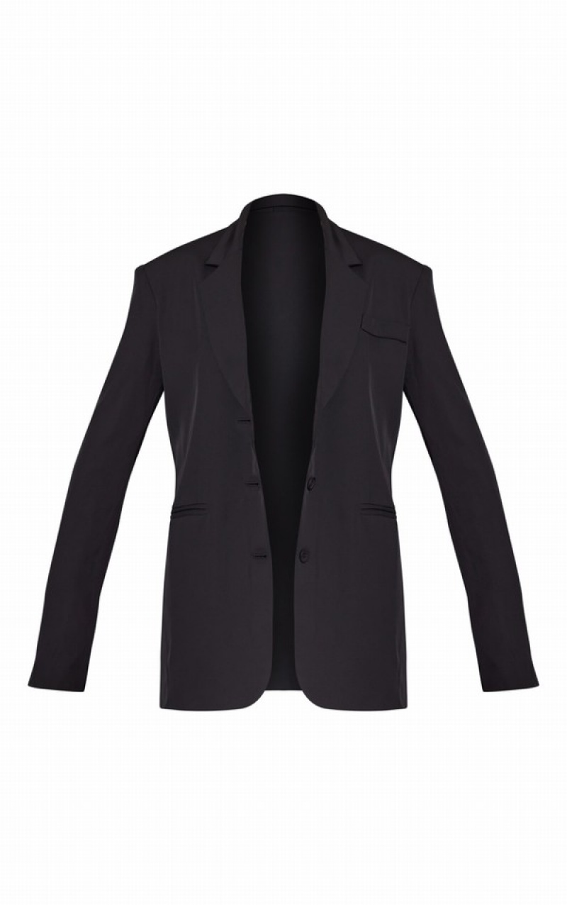 Blazere Pretty Little Thing Triple Button Shoulder Căptușită Oversized Negrii | BTCA51937