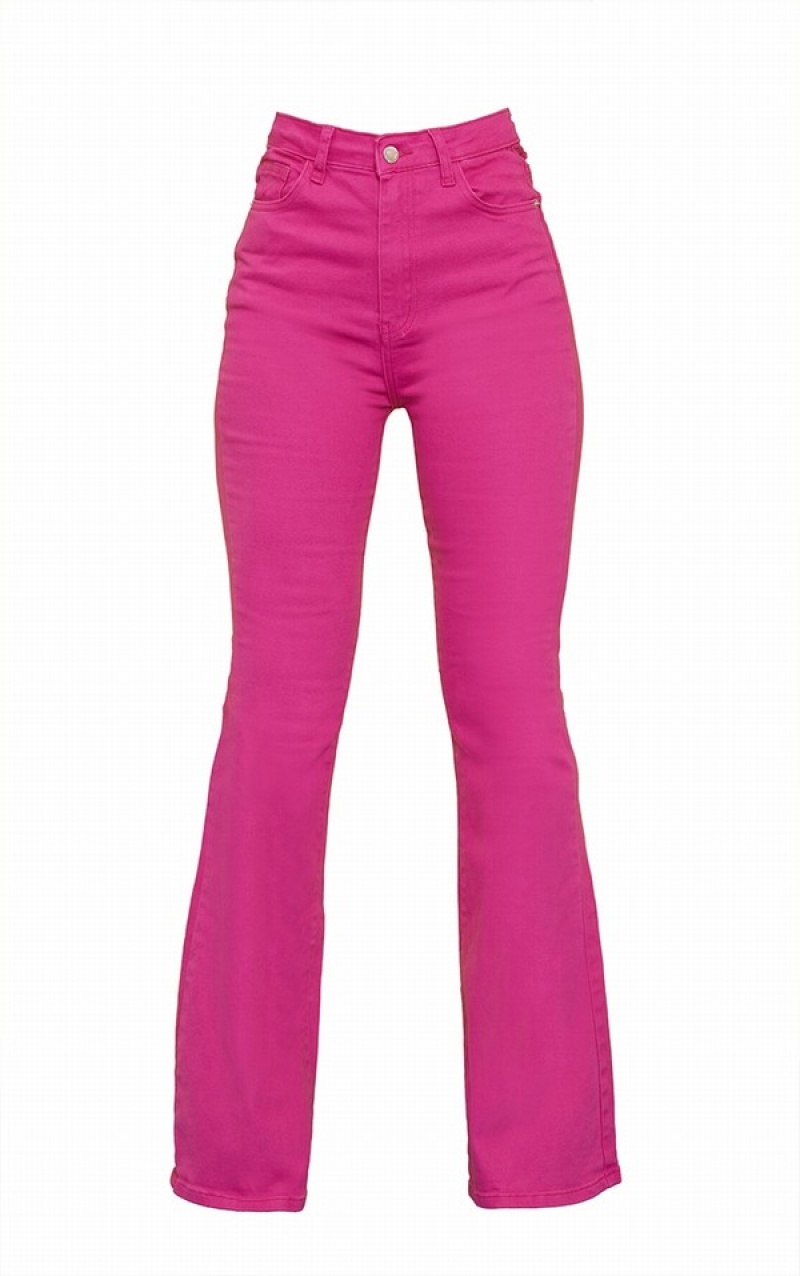 Blugi Pretty Little Thing 5 Pocket Stretch Flare Fucsie | LRJX59160