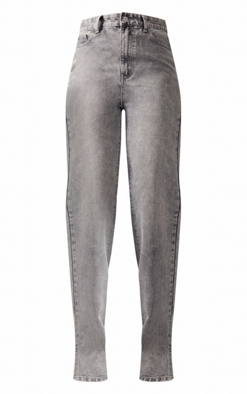 Blugi Pretty Little Thing Cizme Inalte Washed Split Hem Gri | CELS40529