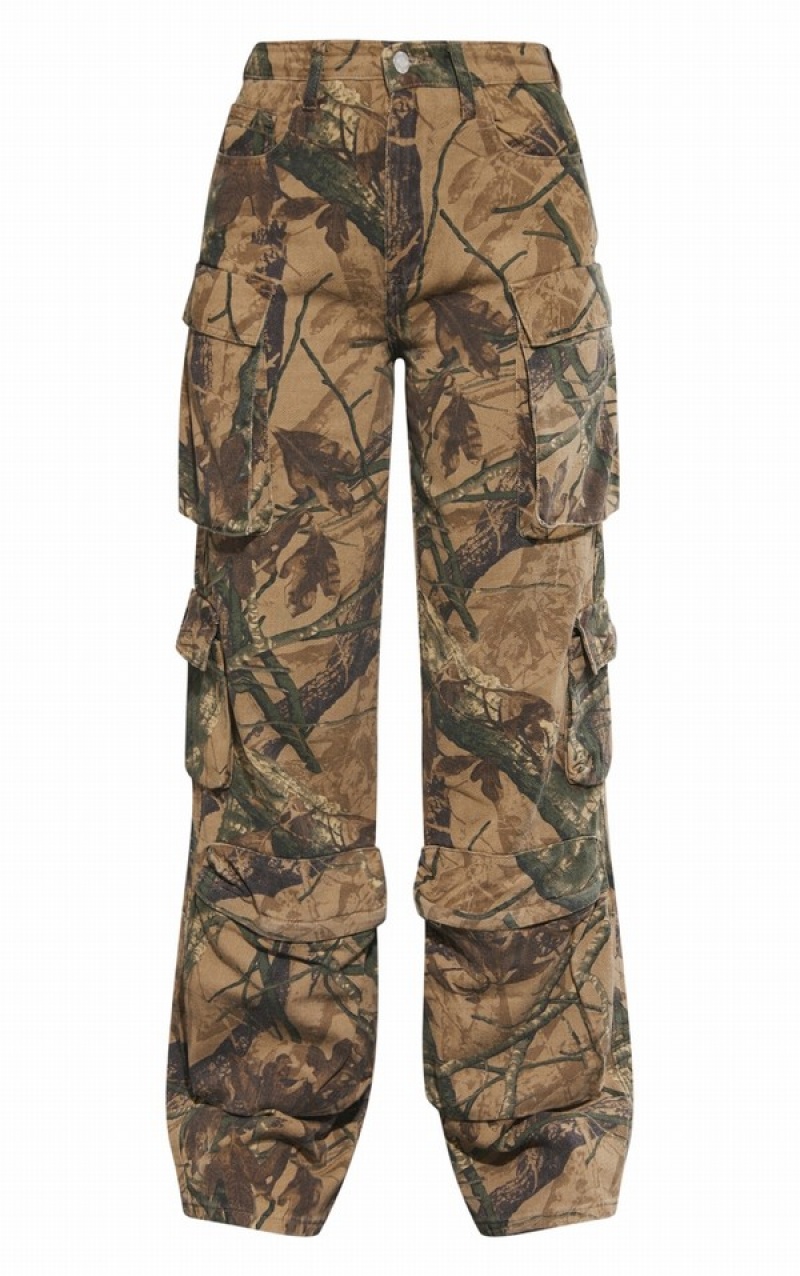 Blugi Pretty Little Thing Detailed Print Largi Leg Verzi | TNXW45792