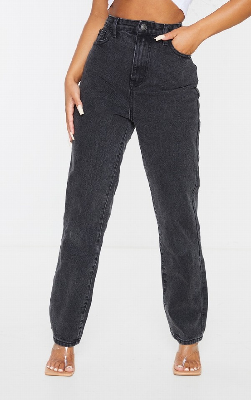 Blugi Pretty Little Thing Petite Drept Leg Negrii | BMOF53048
