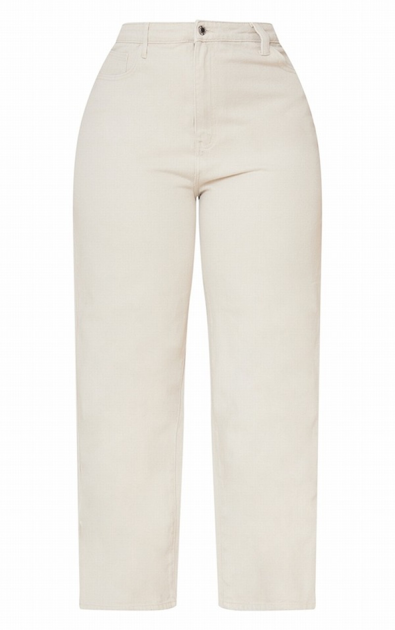 Blugi Pretty Little Thing Plus Sand Split Hem Maro | VMKO05682