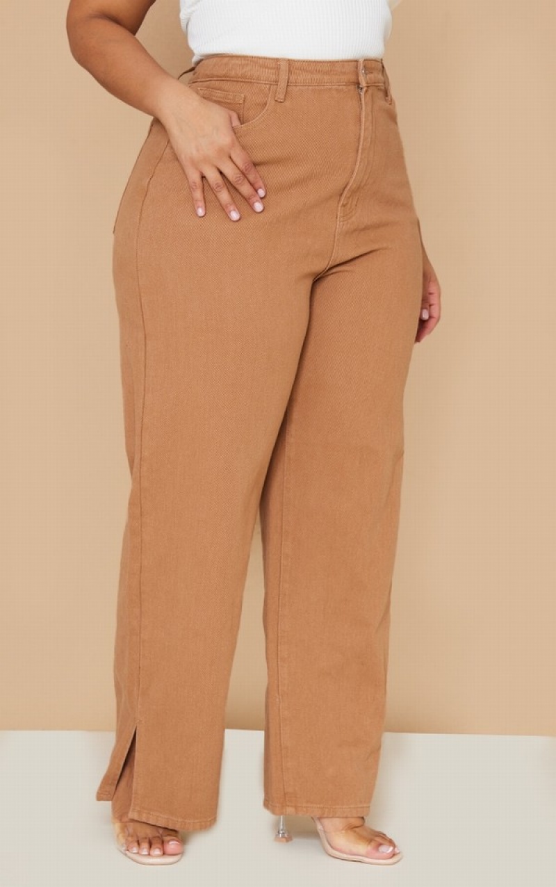 Blugi Pretty Little Thing Plus Split Hem Maro | QZEO15746
