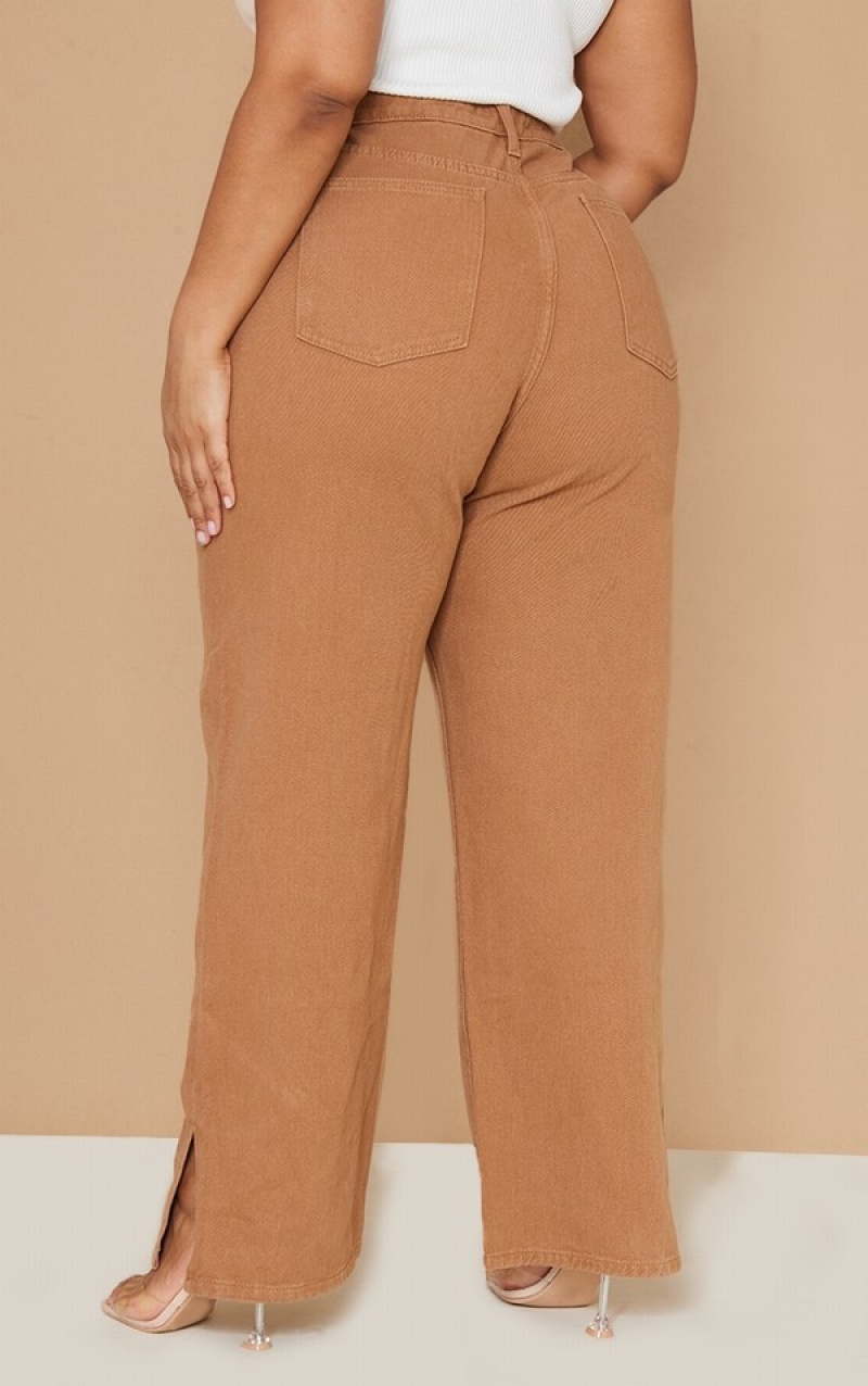 Blugi Pretty Little Thing Plus Split Hem Maro | QZEO15746