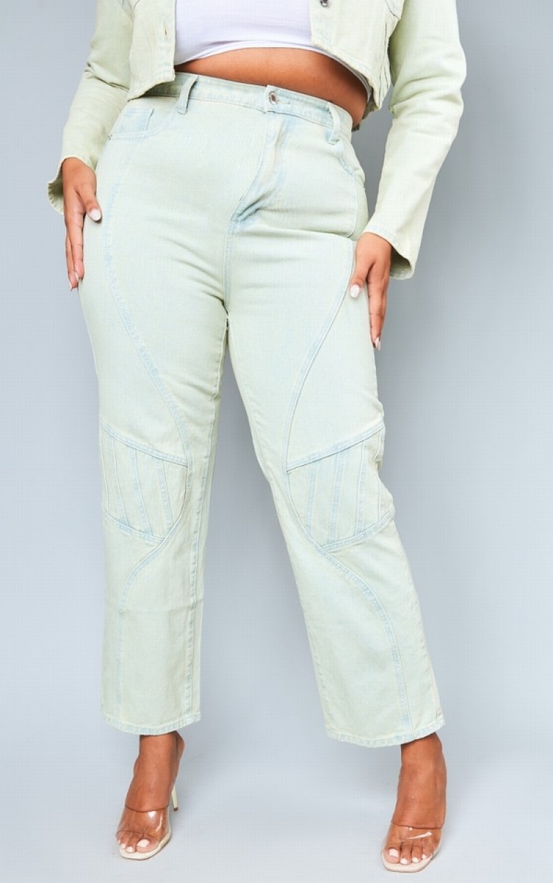 Blugi Pretty Little Thing Plus Stone Vintage Wash Seam Detail Cargo Gri | XHAG02956
