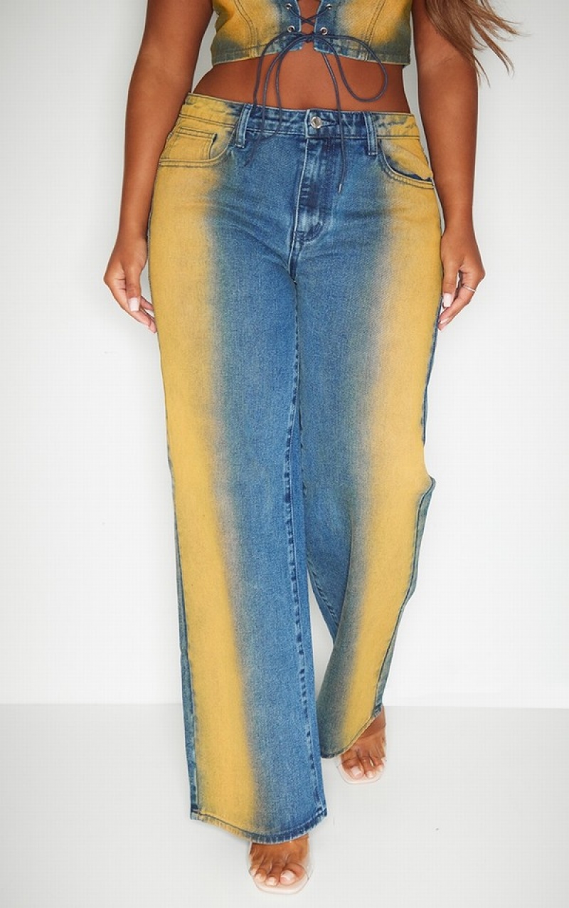 Blugi Pretty Little Thing Shape Washed Largi Leg Albastri Inchis | BGQU50798