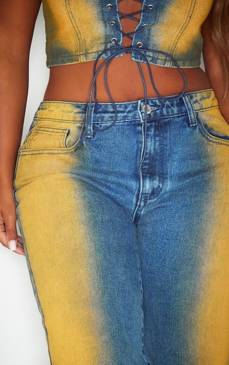 Blugi Pretty Little Thing Shape Washed Largi Leg Albastri Inchis | BGQU50798