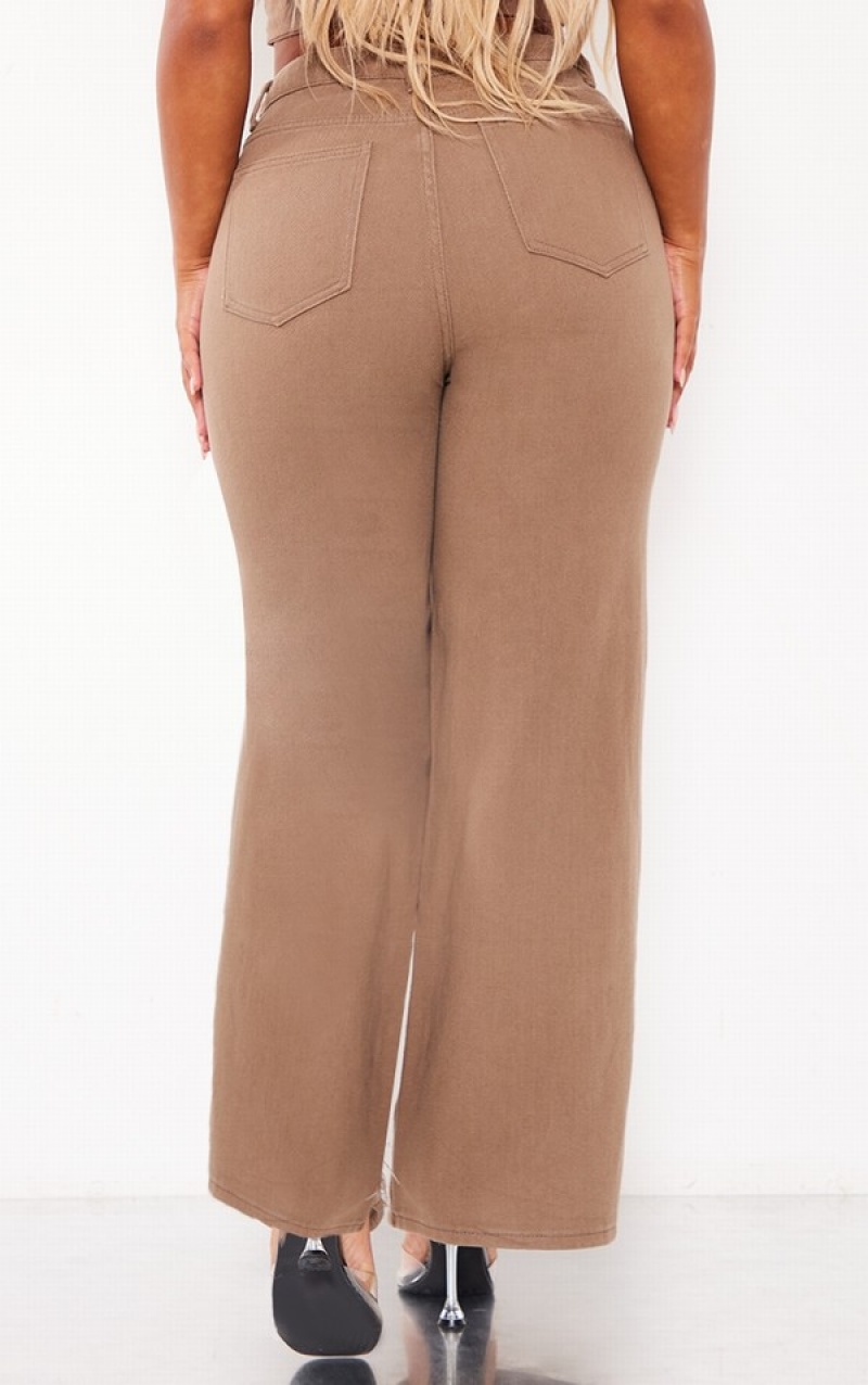 Blugi Pretty Little Thing Shape Washed Ripped Largi Leg Maro | IKCQ57836