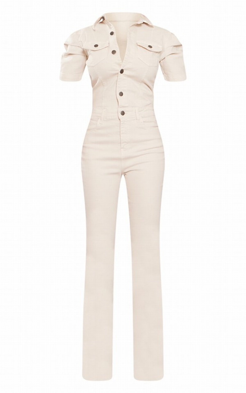 Blugi Pretty Little Thing Stone Sleeved Bodycon Flared Gri | WZLK40538