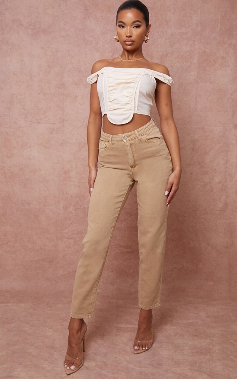 Blugi Pretty Little Thing Tan Mom Maro | UMPT38796