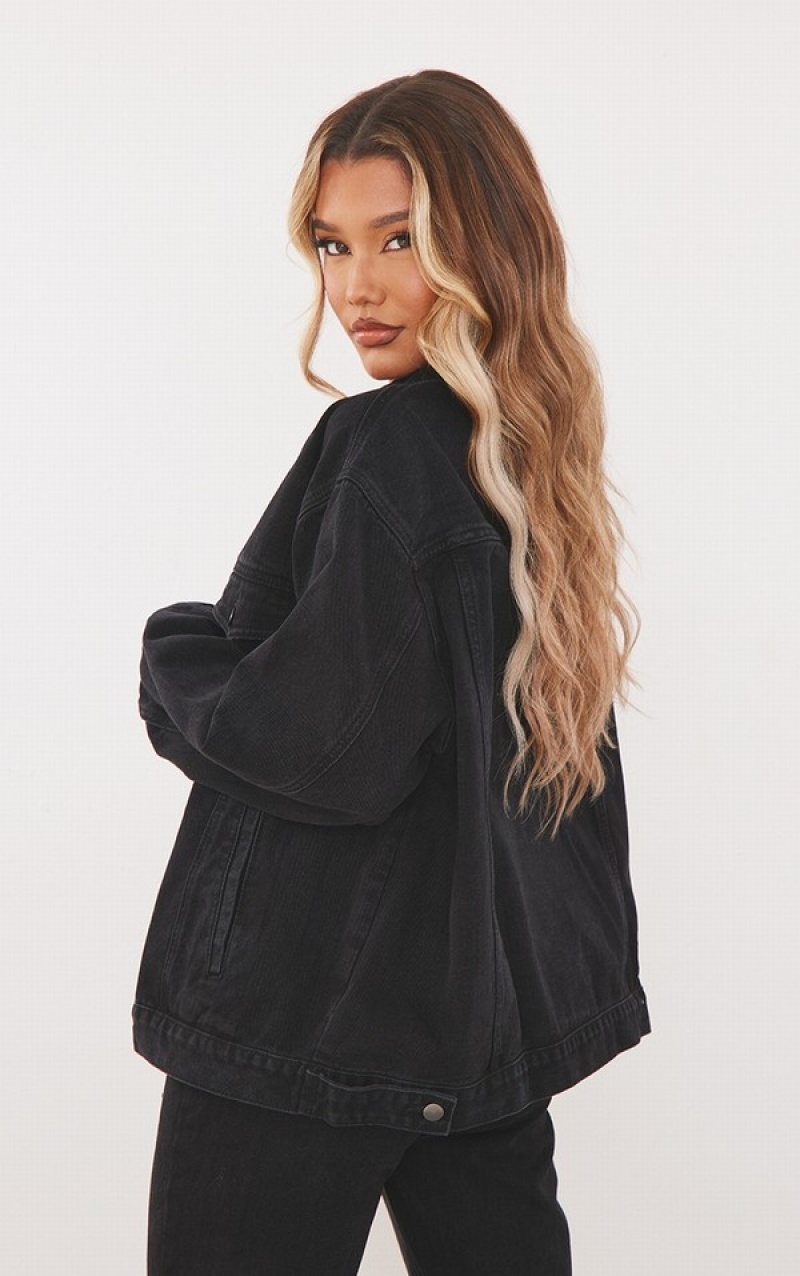 Blugi Pretty Little Thing Washed Oversized Boyfriend Negrii | MABV69574