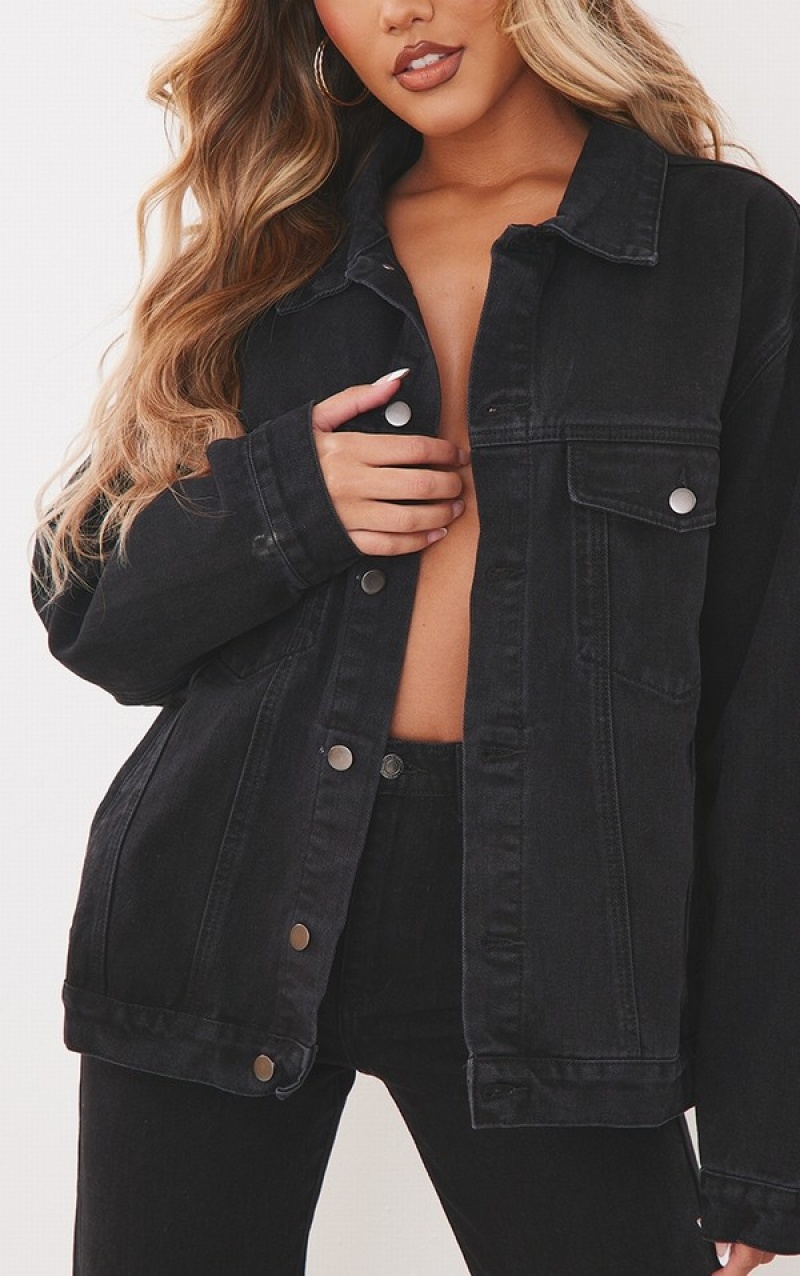 Blugi Pretty Little Thing Washed Oversized Boyfriend Negrii | MABV69574