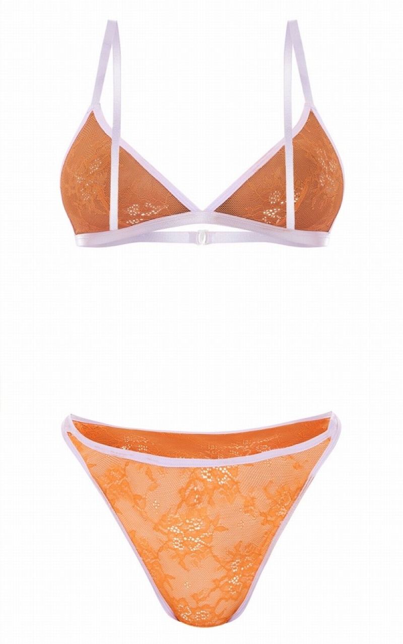 Body-uri Pretty Little Thing Contrast Binding Lacelette Portocalii | LQSY28451