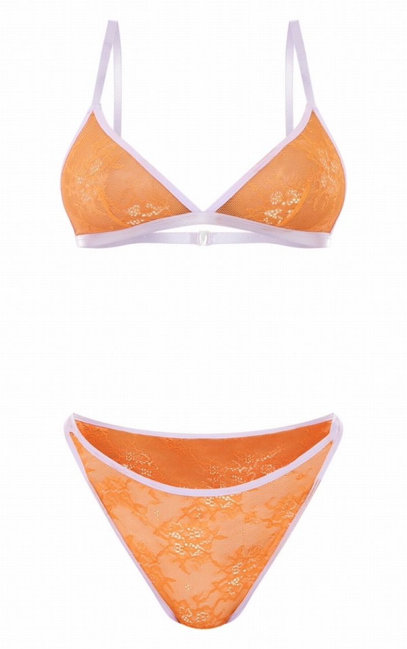 Body-uri Pretty Little Thing Contrast Binding Lacelette Portocalii | LQSY28451