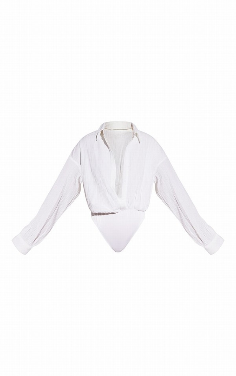 Body-uri Pretty Little Thing Linen Look Drape Albi | ZGPR87529