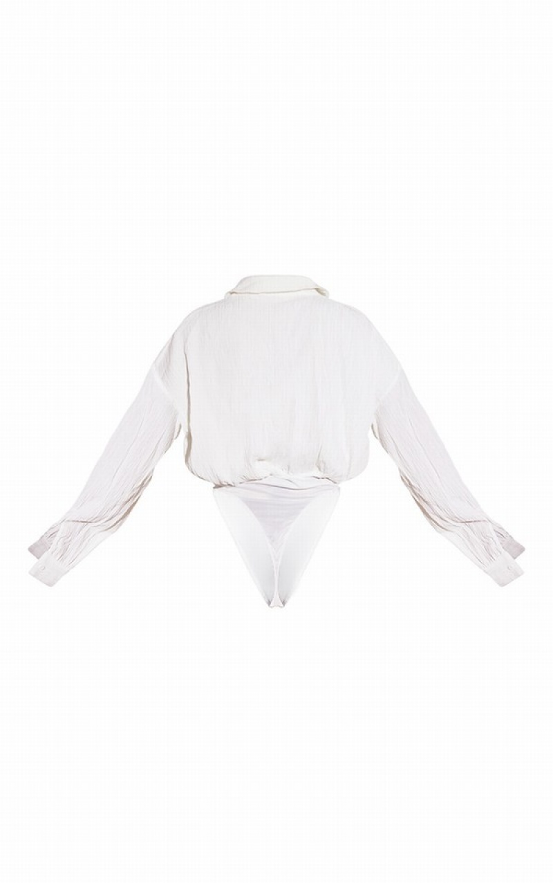 Body-uri Pretty Little Thing Linen Look Drape Albi | ZGPR87529