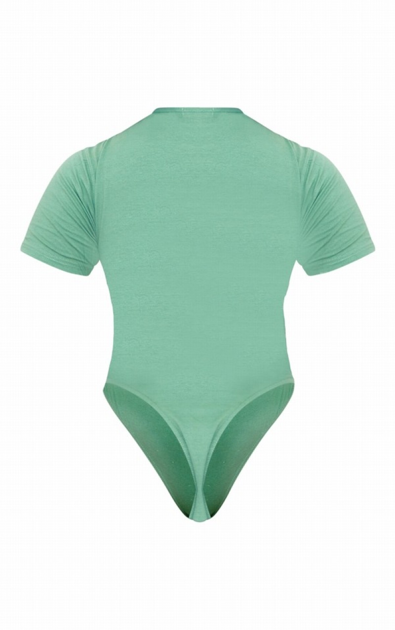 Body-uri Pretty Little Thing Plus Sage Sleeve Masline Verzi Verzi | ZEVJ78352