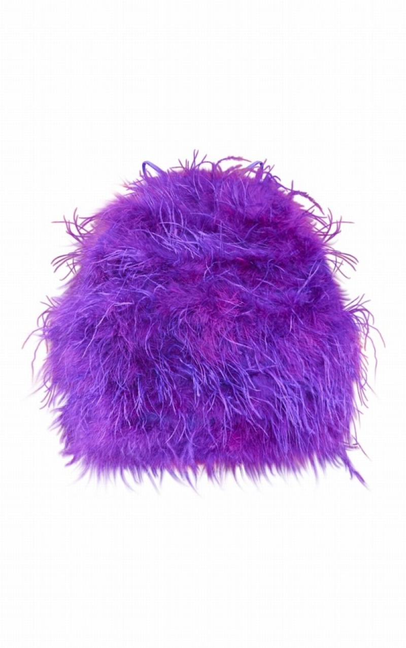 Body-uri Pretty Little Thing Premium Plus Feather Cu Bretele Cross Back Violet | XNZG94302